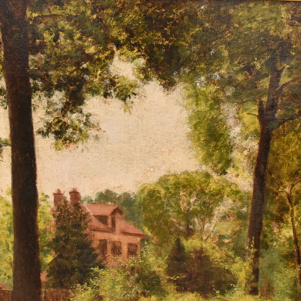 QP778 6a antique oil painting landscape natural painting XIX